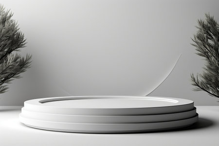 Clean Podium on White Background. Generative AIの素材