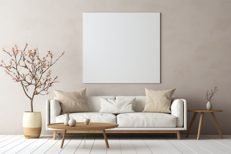 Minimalist Modern Living Room Interior Background. Generative AIの素材