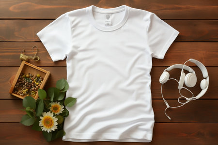 White Women's Cotton T-Shirt Mockup. Generative AIの素材