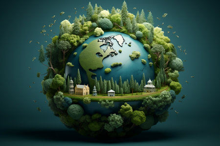 World Environment and Earth Day Concept. Generative AIの素材
