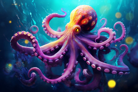 Vibrant Octopus: Underwater Art. Generative AIの素材