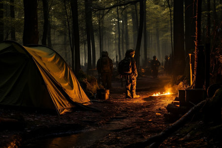 Forest Camping Adventure. Generative AIの素材