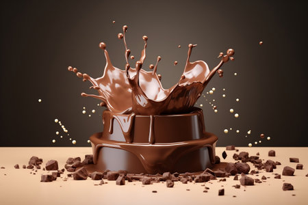Chocolate Splash Podium Mockup. Generative AIの素材