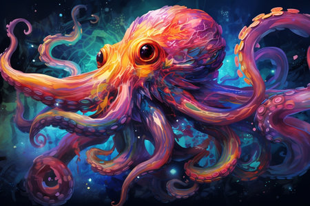 Vibrant Octopus: Underwater Art. Generative AIの素材