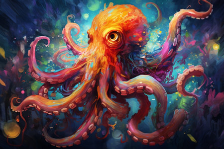 Vibrant Octopus: Underwater Art. Generative AIの素材
