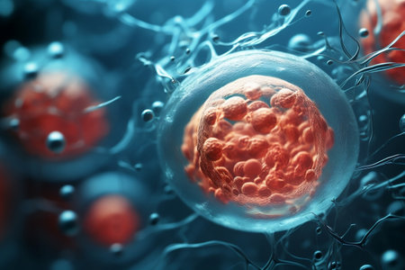 A Unique and Powerful Close-Up of Captivating Stem Cell. Generative AIの素材