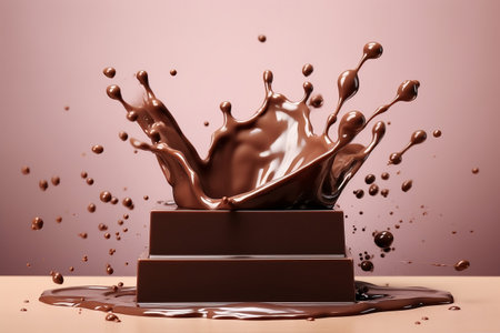 Chocolate Splash Podium Mockup. Generative AIの素材