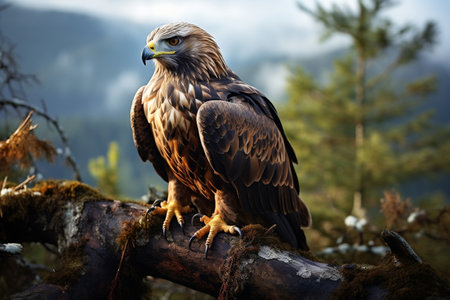 Majestic Eagle Perched on a Branch. Generative AIの素材
