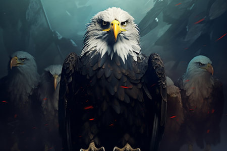Majestic Eagle Perched on a Branch. Generative AIの素材