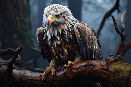 Majestic Eagle Perched on a Branch. Generative AIの素材