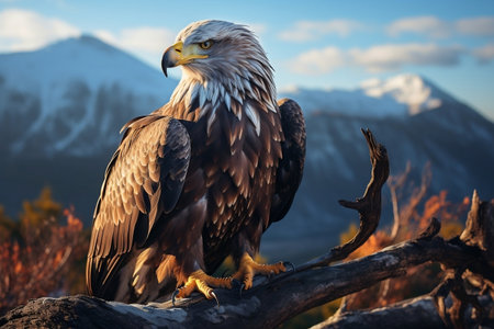 Majestic Eagle Perched on a Branch. Generative AIの素材