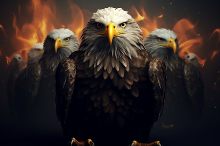 Majestic Eagle Perched on a Branch. Generative AIの素材