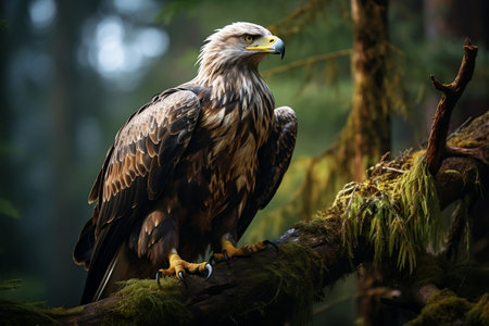 Majestic Eagle Perched on a Branch. Generative AIの素材