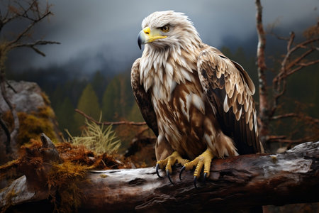 Majestic Eagle Perched on a Branch. Generative AIの素材