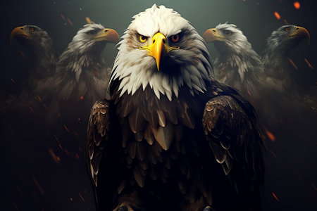 Majestic Eagle Perched on a Branch. Generative AIの素材