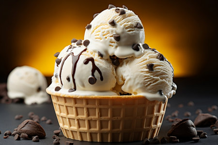 Decadent Chocolate Chip Waffle Ice Cream. Generative AIの素材