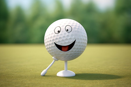 Charming Golf Ball Cartoon Character. Generative AIの素材