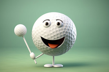Charming Golf Ball Cartoon Character. Generative AIの素材