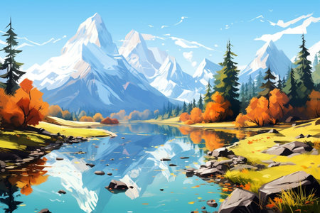 Spectacular Snow-Capped Mountain Peaks. Generative AIの素材