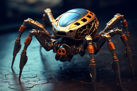 Spider Robot with Warm Light. Generative AIの素材
