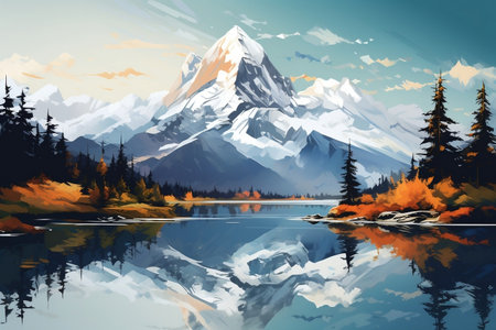 Spectacular Snow-Capped Mountain Peaks. Generative AIの素材