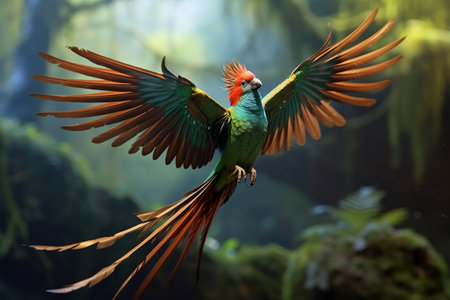 Resplendent Quetzal Illustration. Generative AIの素材