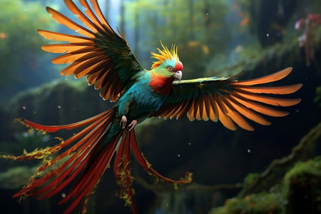 Resplendent Quetzal Illustration. Generative AIの素材