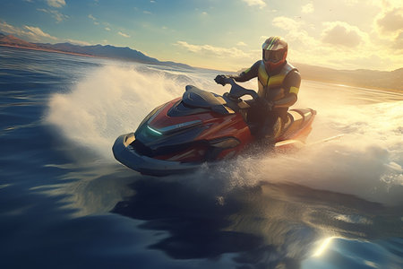 Exciting Jet Ski Adventure. Generative AIの素材