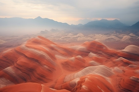 Vibrant Martian Mountains A Deserted Landscape. Generative AIの素材