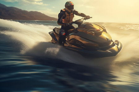 Exciting Jet Ski Adventure. Generative AIの素材