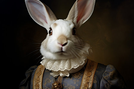 Vintage Outfit with Ruff Rabbit Aristocrat. Generative AIの素材