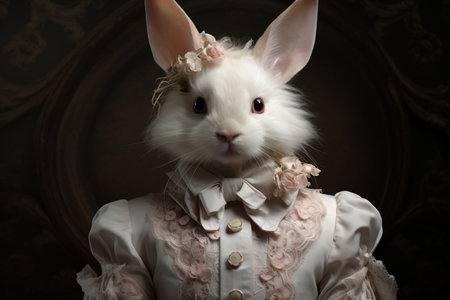Vintage Outfit with Ruff Rabbit Aristocrat. Generative AIの素材