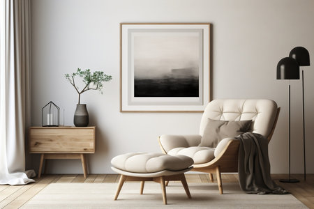 Elegant Scandinavian Living Composition. Generative AIの素材