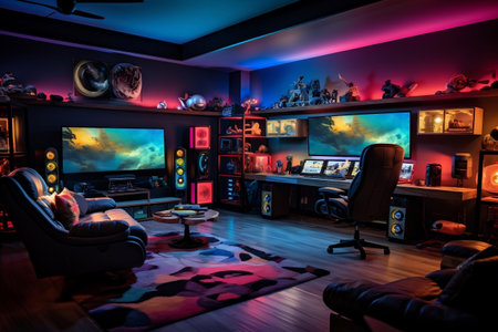 Ultimate Game Room Setup. Generative AIの素材