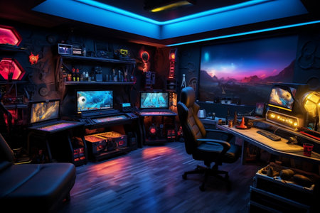 Ultimate Game Room Setup. Generative AIの素材