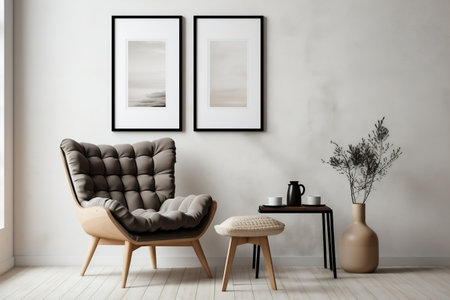 Elegant Scandinavian Living Composition. Generative AIの素材