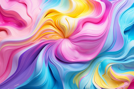Swirling Ice Cream Texture in Rainbow Colors. Generative AIの素材