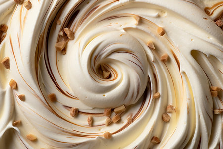 Irresistible Ice Cream Texture with Nuts. Generative AIの素材
