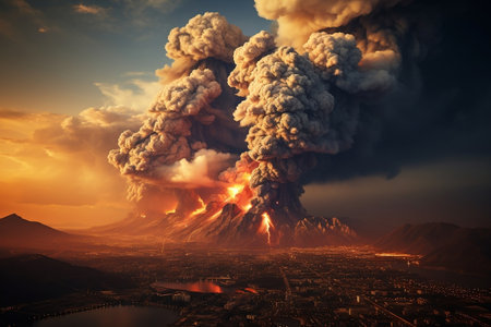 Powerful Volcanic Eruption in Italy. Generative AIの素材