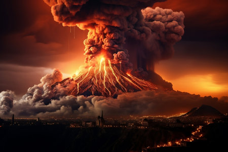 Powerful Volcanic Eruption in Italy. Generative AIの素材