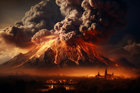 Powerful Volcanic Eruption in Italy. Generative AIの素材