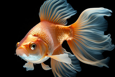 Isolated Golden Fish Face White Backgroundの素材