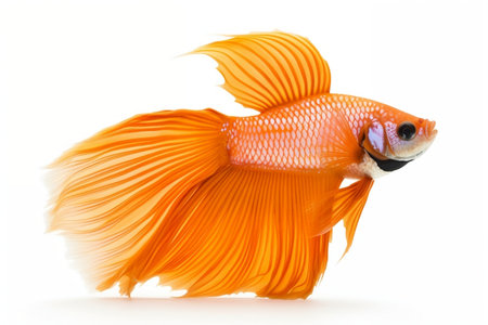 Orange Betta Fish white Backgroundの素材