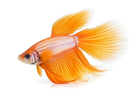 Orange Betta Fish white Backgroundの素材