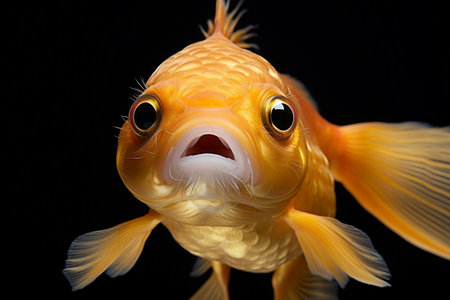 Isolated Golden Fish Face White Backgroundの素材