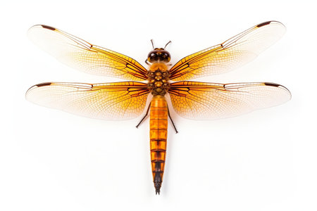 Orange Dragonfly Top View Isolated on white Backgroundの素材