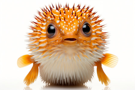 Puffer Fish Staring White Backgroundの素材