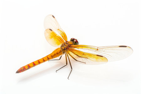 Orange Dragonfly side View Isolated on white Backgroundの素材