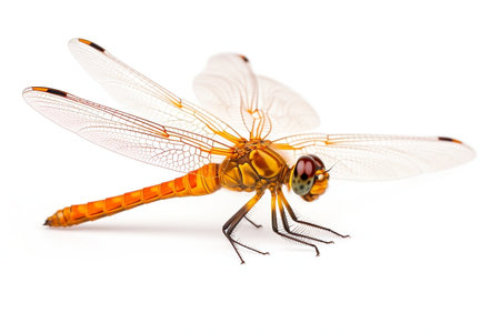 Orange Dragonfly side View Isolated on white Backgroundの素材