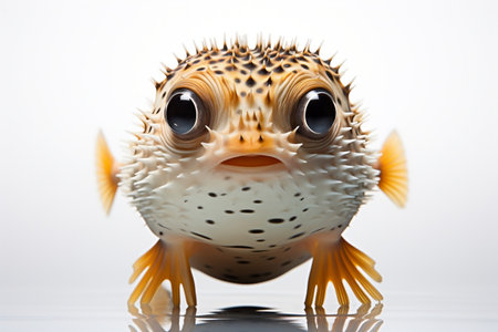 Puffer Fish Staring White Backgroundの素材